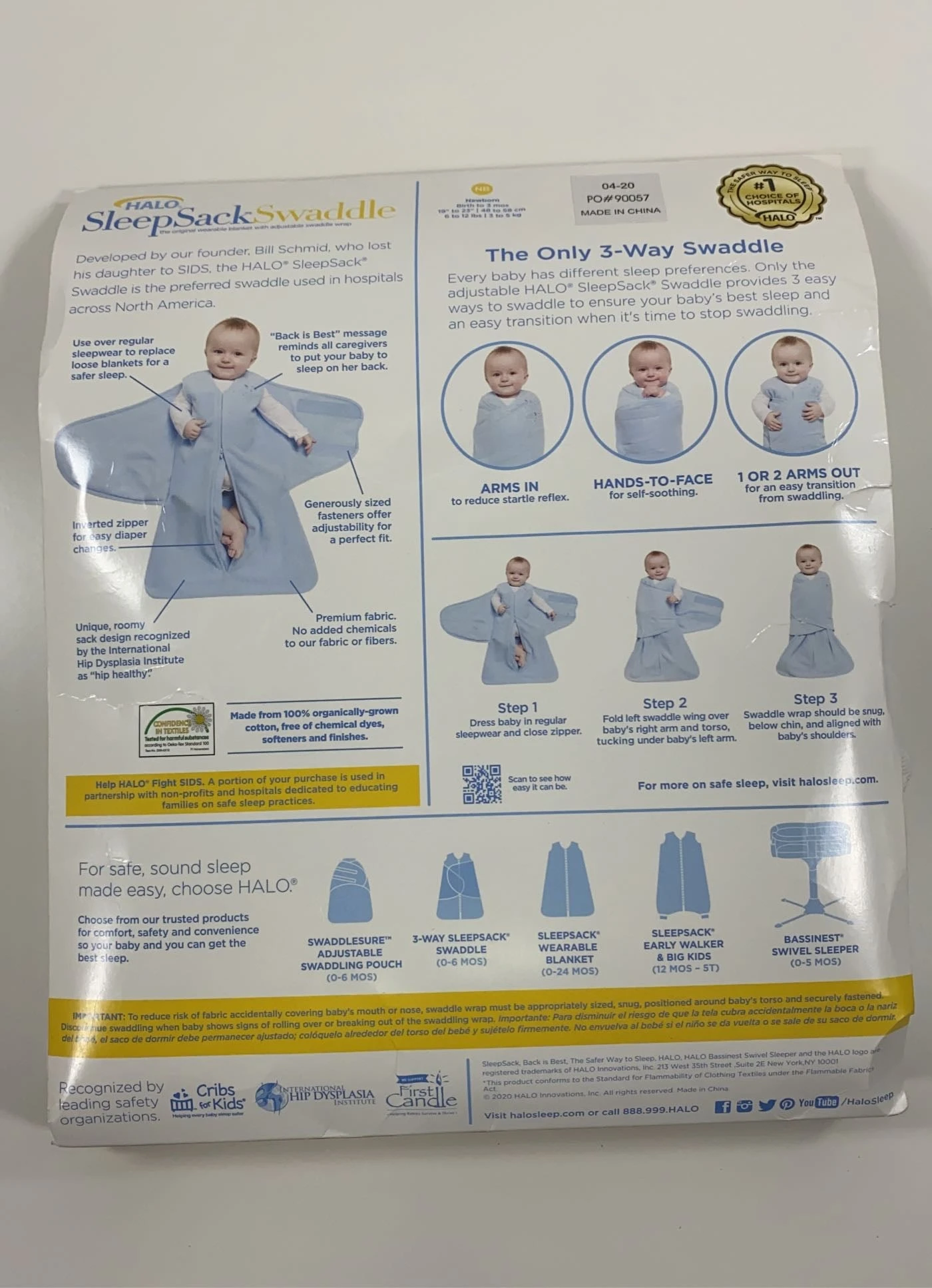 Halo Organic SleepSack Swaddle, Newborn, Natural 2 Halo Organic SleepSack Swaddle, Newborn, Natural - Image 2