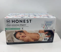 Honest Company Club Box Diapers, Teal Tribal + Multi Color Giraffes, Size 1, 80 Count