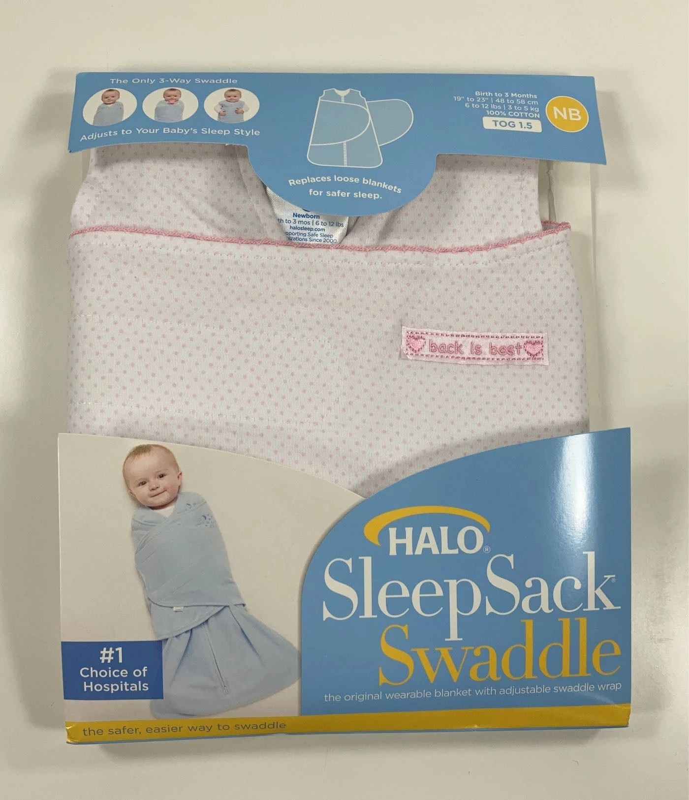 Halo SleepSack Swaddle, Newborn, Pink Pin Dot 1 Halo SleepSack Swaddle, Newborn, Pink Pin Dot