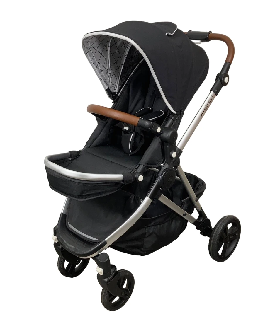 Mockingbird Single Stroller, 2019, Black, Windowpane, Silver With Penny Leather 2 Mockingbird Single Stroller, 2019, Black, Windowpane, Silver With Penny Leather - Image 2