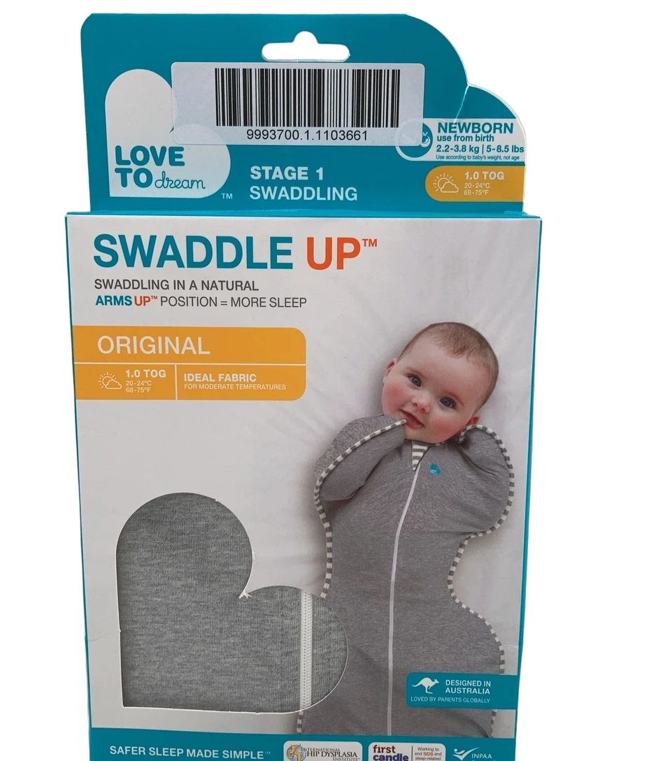 Love To Dream Swaddle UP Original Sleep Sack, Newborn, Gray 2 Love To Dream Swaddle UP Original Sleep Sack, Newborn, Gray - Image 2