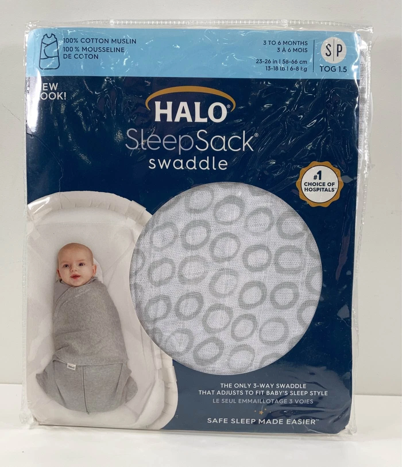 Halo SleepSack Swaddle, S, Circles Grey 1 Halo SleepSack Swaddle, S, Circles Grey