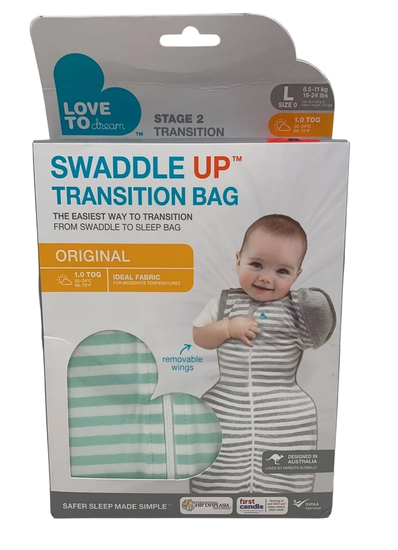 Love To Dream Swaddle Up Transition Sleep Sack, Large, Mint Stripes 1 Love To Dream Swaddle Up Transition Sleep Sack, Large, Mint Stripes