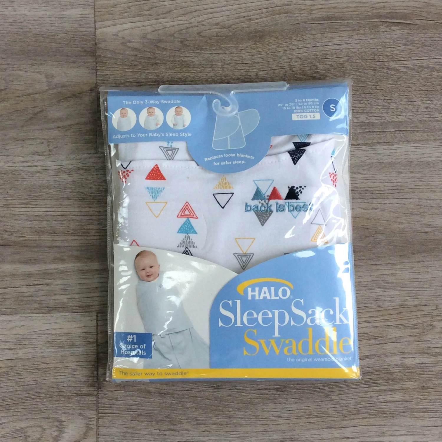 Halo SleepSack Swaddle, Small, Neutral Triangles 1 Halo SleepSack Swaddle, Small, Neutral Triangles