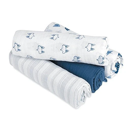Aden + Anais Large Cotton Muslin Swaddle, 4pk, Hear Me Roar 4 Aden + Anais Large Cotton Muslin Swaddle, 4pk, Hear Me Roar - Image 4