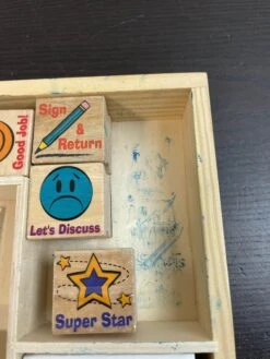 Melissa & Doug Wooden Classroom Stamp Set -GoodBuy Gear Shop 42bffe95c3f508a94a2df6346fa5e73e