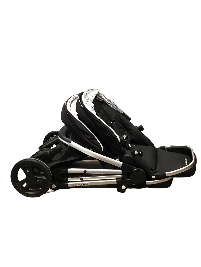 Mockingbird Double Stroller, 2020, Silver With Black Leather, Watercolor Drops And Windowpane , Black 14 Mockingbird Double Stroller, 2020, Silver With Black Leather, Watercolor Drops And Windowpane , Black - Image 14