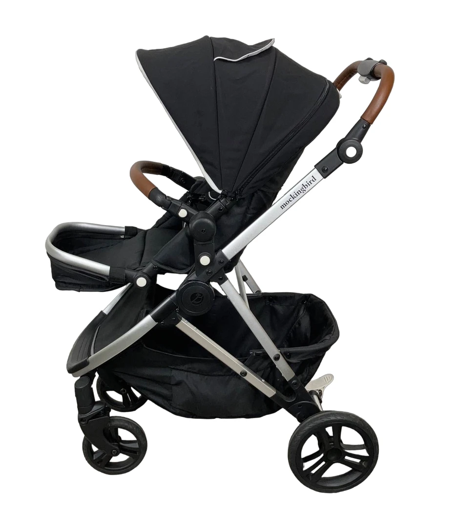 Mockingbird Single Stroller, 2019, Black, Windowpane, Silver With Penny Leather 3 Mockingbird Single Stroller, 2019, Black, Windowpane, Silver With Penny Leather - Image 3