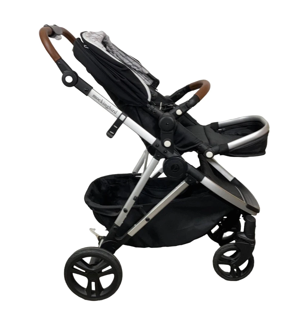 Mockingbird Single Stroller, 2019, Black, Windowpane, Silver With Penny Leather 4 Mockingbird Single Stroller, 2019, Black, Windowpane, Silver With Penny Leather - Image 4