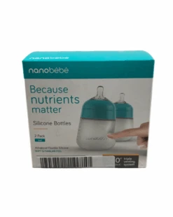 Nanobébé Flexy Silicone Baby Bottles, 5oz, 2-Pack, Teal