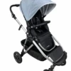 Mockingbird Single To Double Stroller, 2023, Silver With Black Leather, Watercolor Drops, Sky