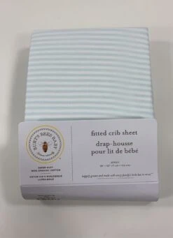 Burt's Bees Baby Fitted Crib Sheet, Glacier Green Stipes