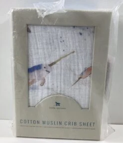 Little Unicorn Cotton Muslin Fitted Crib Sheet, Narwhal