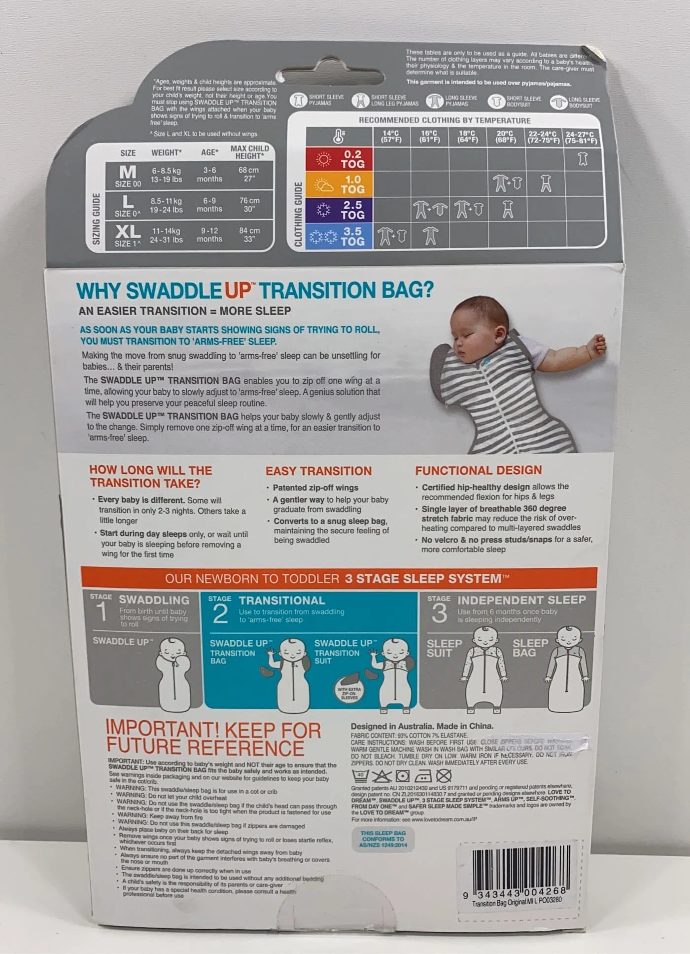 Love To Dream Swaddle Up Transition Sleep Sack, Large, Mint Stripes 3 Love To Dream Swaddle Up Transition Sleep Sack, Large, Mint Stripes - Image 3